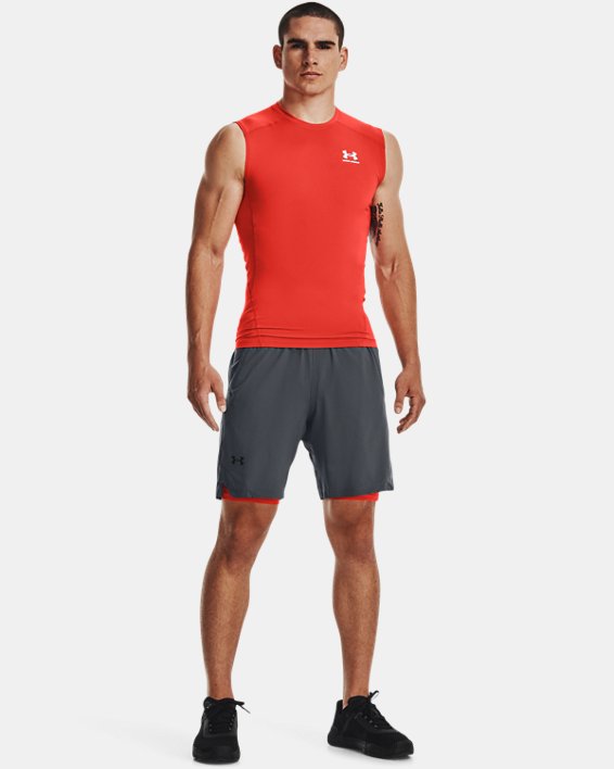 Men's HeatGear® Armour Compression Shorts, Orange, pdpMainDesktop image number 2